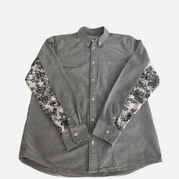 Carhartt Work in Progress Long Sleeve Raymond Shirt Medium Regular Gray Floral - Picture 7 of 9
